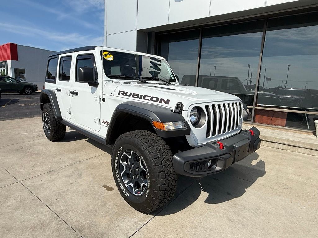2023 Jeep Wrangler Rubicon in Bright White Clearcoat — front three-quarter view