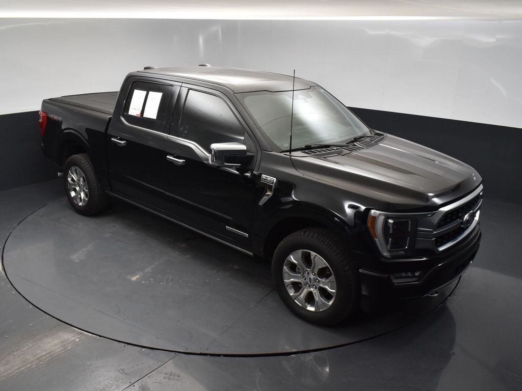 2022 Ford F-150 Platinum in Black Metallic — front three-quarter view