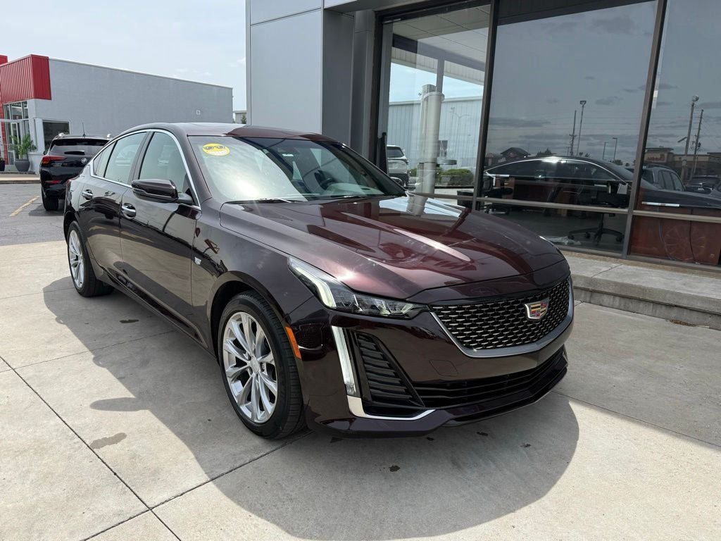 2021 Cadillac CT5 Premium Luxury in Garnet Metallic — front three-quarter view