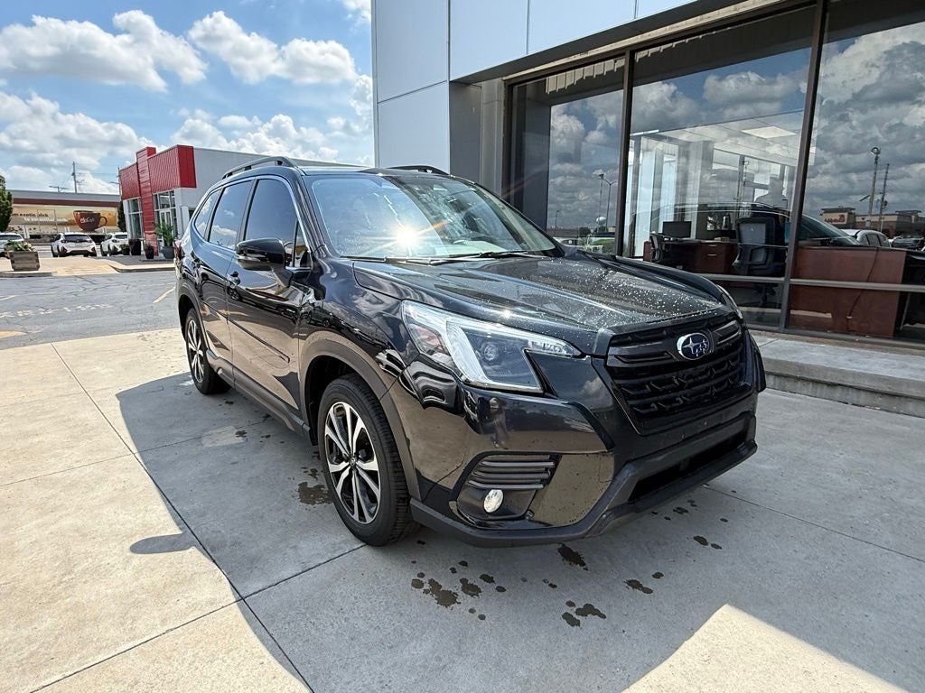2022 Subaru Forester Limited in Crystal Black Silica — front three-quarter view