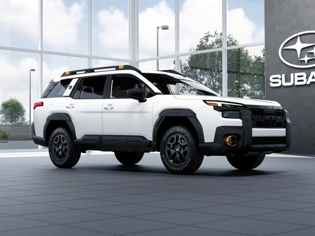 2026 Subaru OUTBACK Wilderness in Crystal White Pearl — front three-quarter view